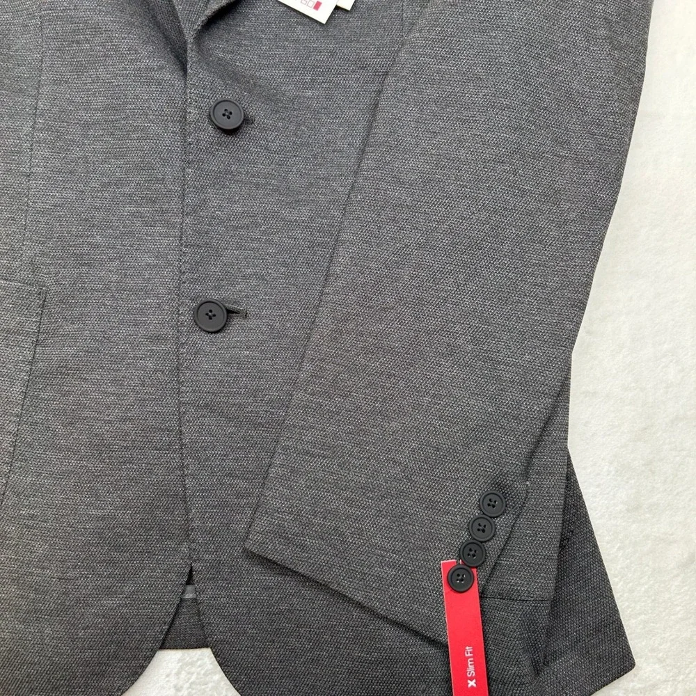 Calvin Klein Knit Slim Fit Sport Coat Mens‎ 40L 40 Gray Modern Jacket Travel NEW